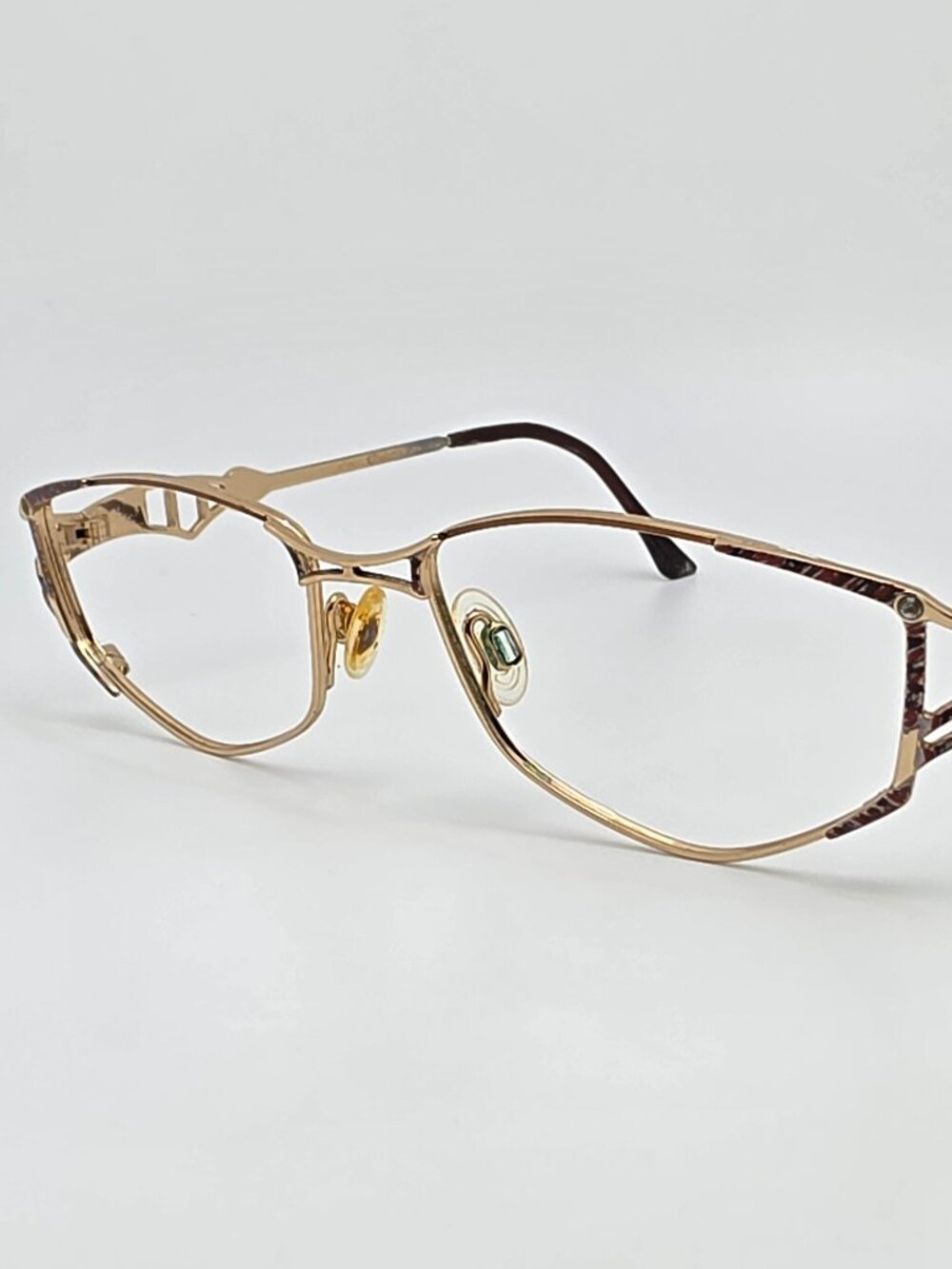 Cazal Mod. 438 Gold Rhinestone Geometric Eyeglasses Frame Germany 52-15-135